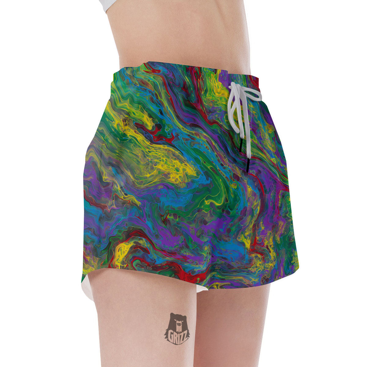 Psychedelic Abstract Print Women's Shorts-grizzshop