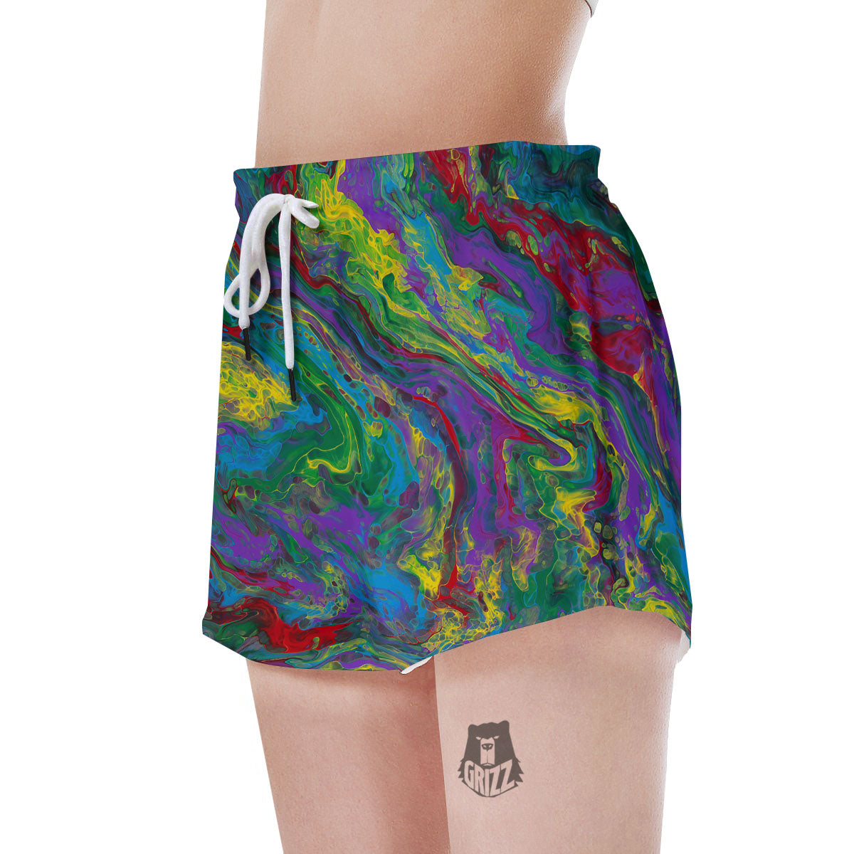 Psychedelic Abstract Print Women's Shorts-grizzshop