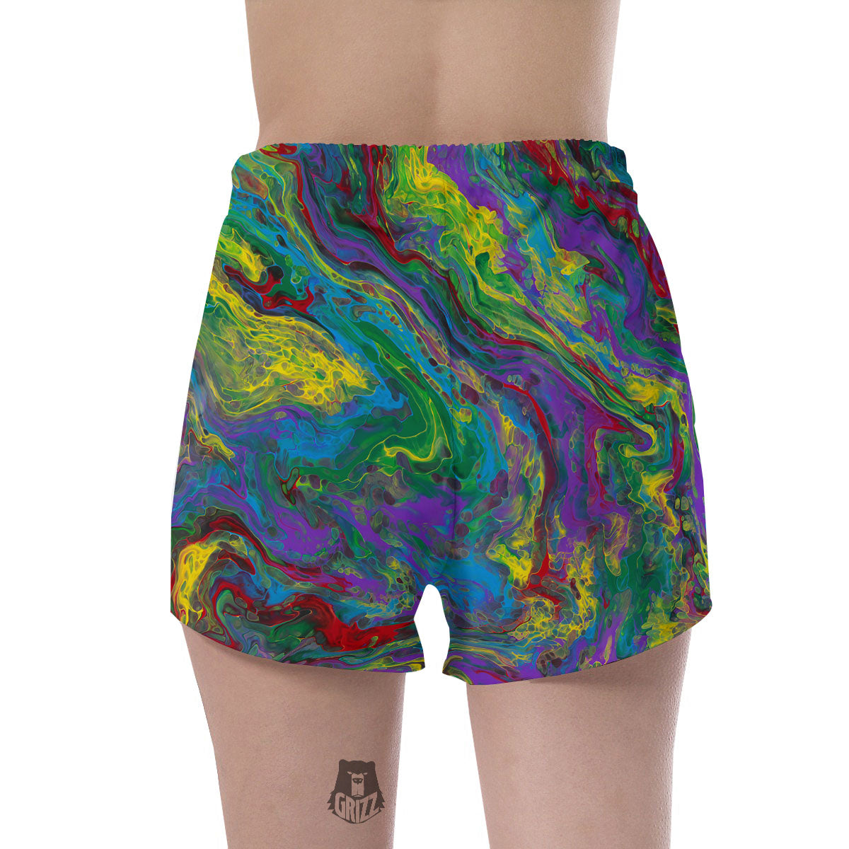 Psychedelic Abstract Print Women's Shorts-grizzshop