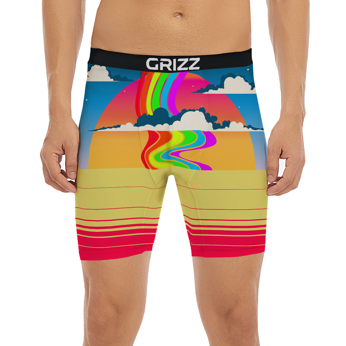 Psychedelic And Gradient Sky Rainbow Print Boxer Briefs-grizzshop