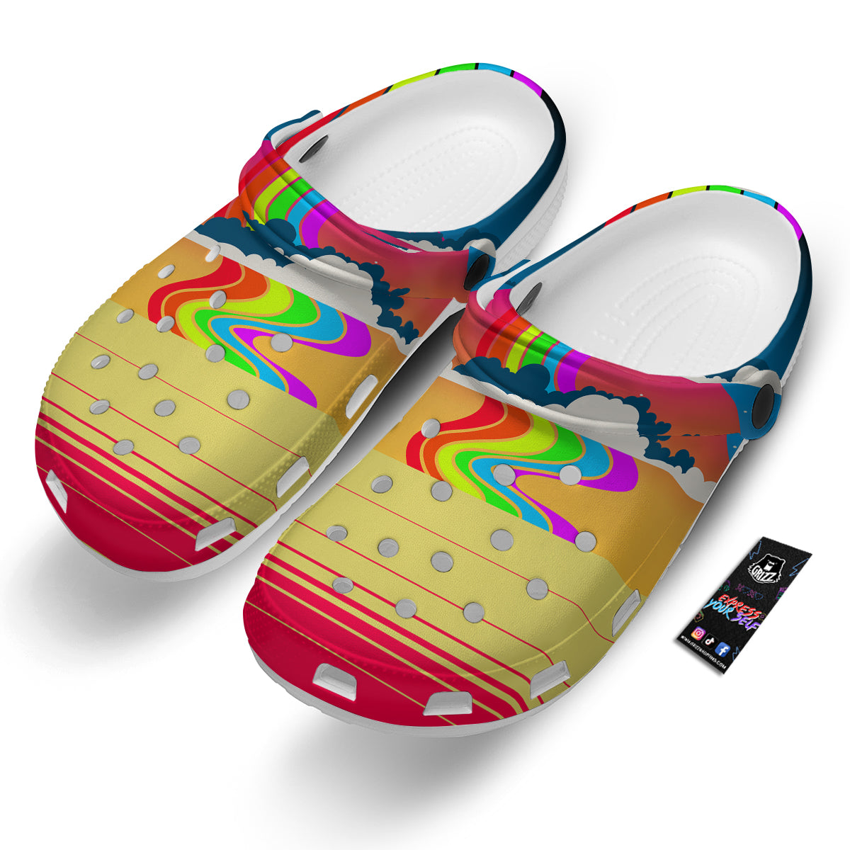 Psychedelic And Gradient Sky Rainbow Print Clog-grizzshop