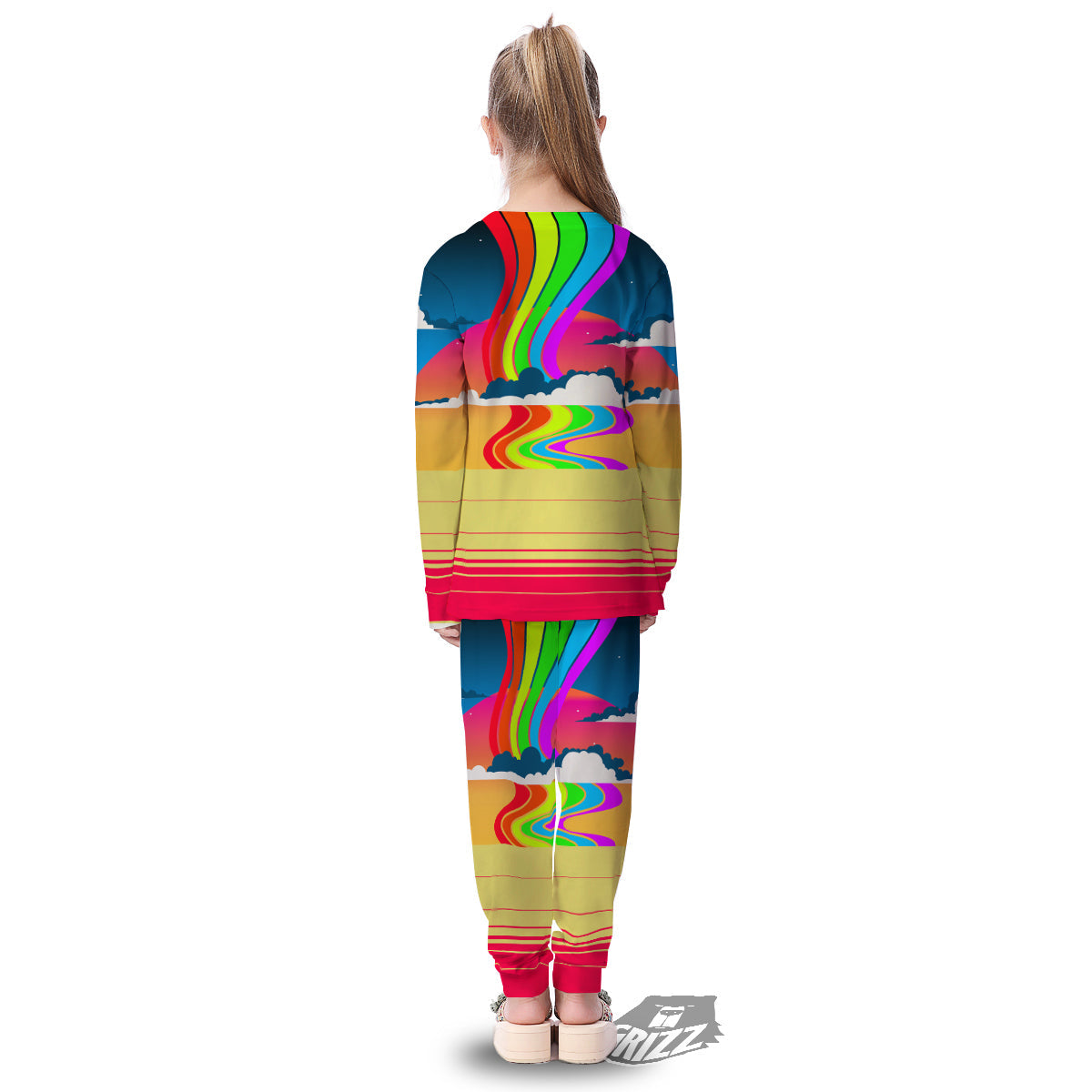 Psychedelic And Gradient Sky Rainbow Print Kid's Pajamas-grizzshop