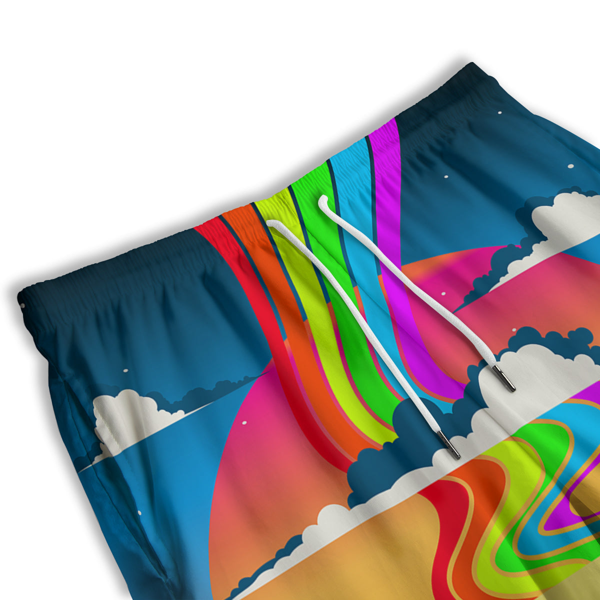 Psychedelic And Gradient Sky Rainbow Print Men's Athletic Shorts