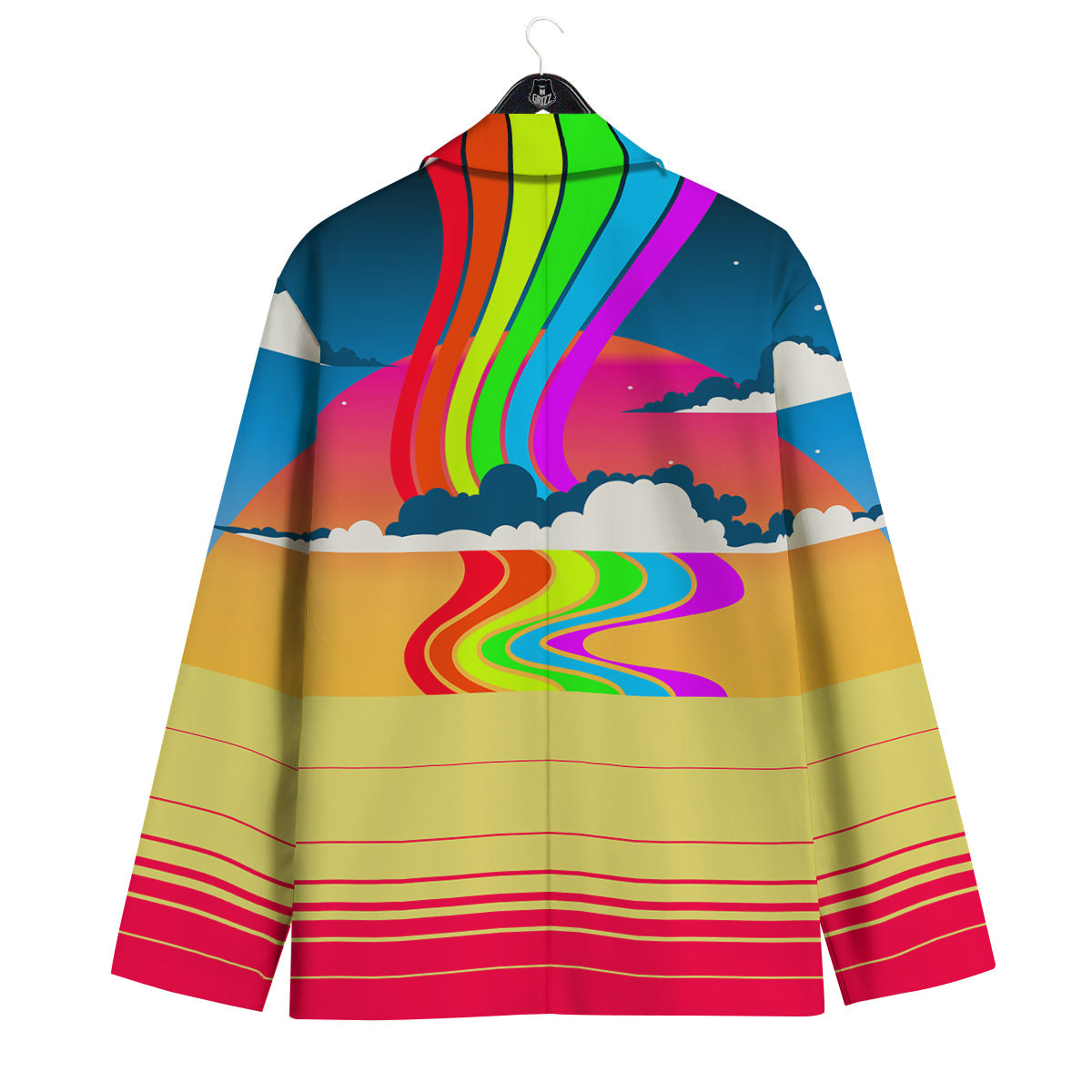 Psychedelic And Gradient Sky Rainbow Print Men's Sport Coat-grizzshop