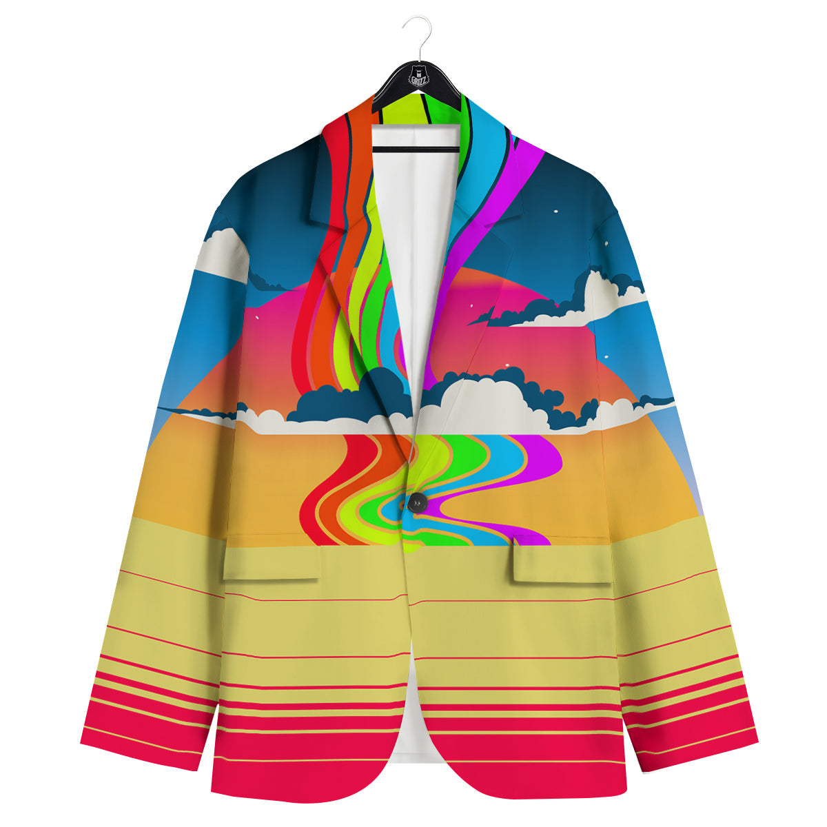 Psychedelic And Gradient Sky Rainbow Print Men's Sport Coat-grizzshop