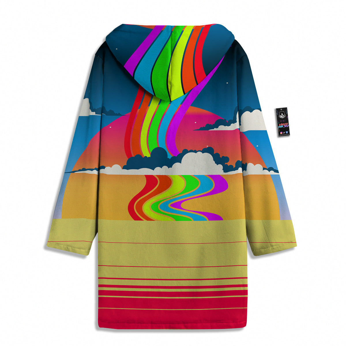 Psychedelic And Gradient Sky Rainbow Print Men's Windbreaker Jacket-grizzshop