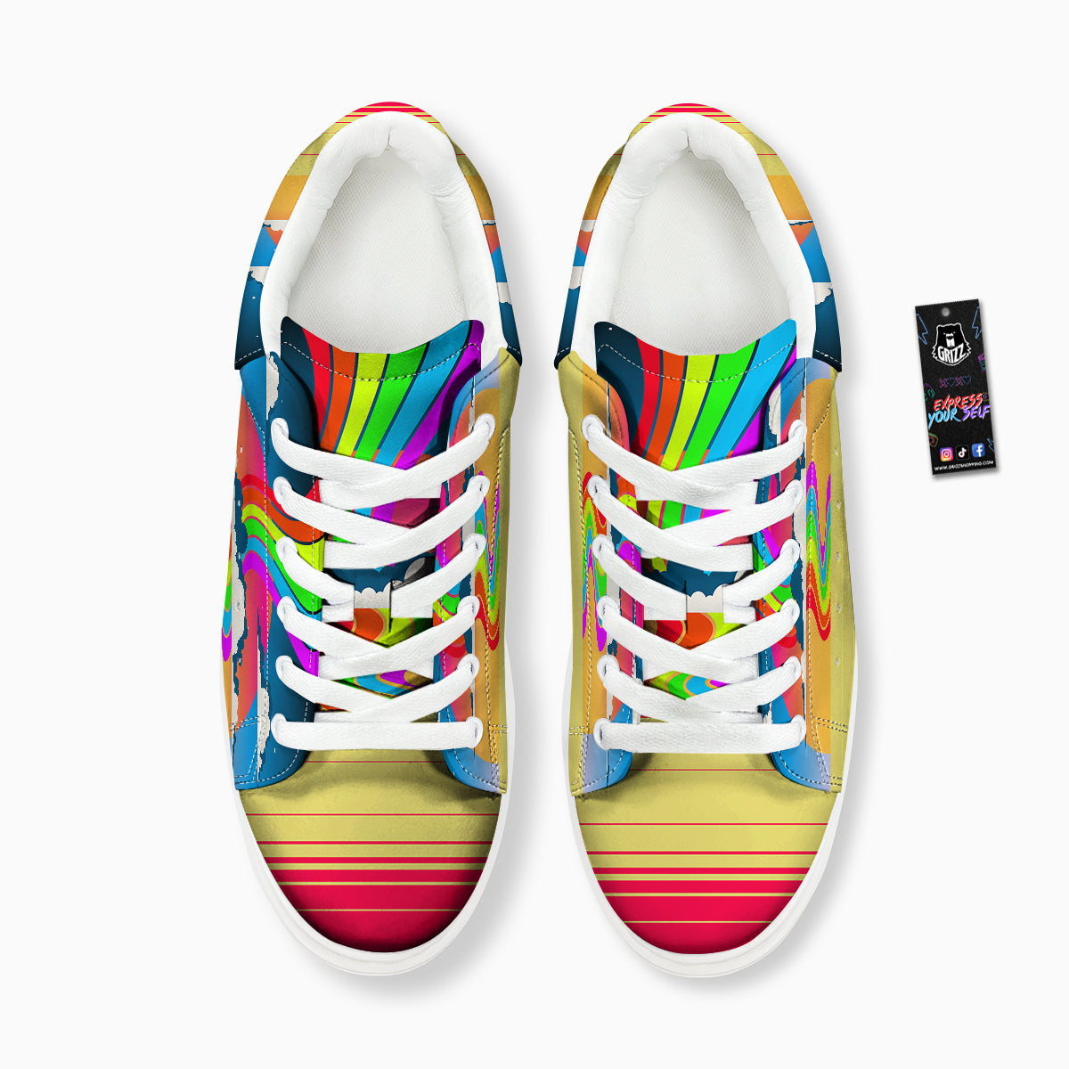 Psychedelic And Gradient Sky Rainbow Print Platform Shoes-grizzshop