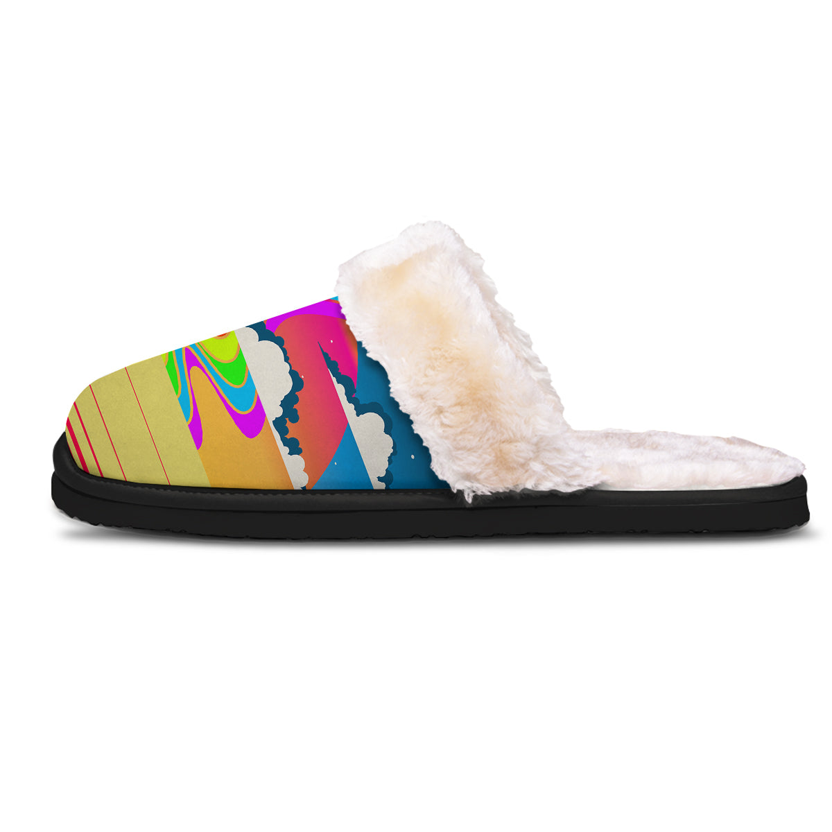 Psychedelic And Gradient Sky Rainbow Print Slippers-grizzshop