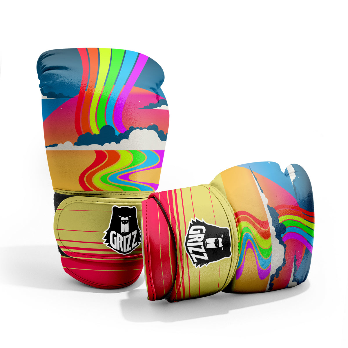 Psychedelic And Gradient Sky Rainbow Print Pro Boxing Glove