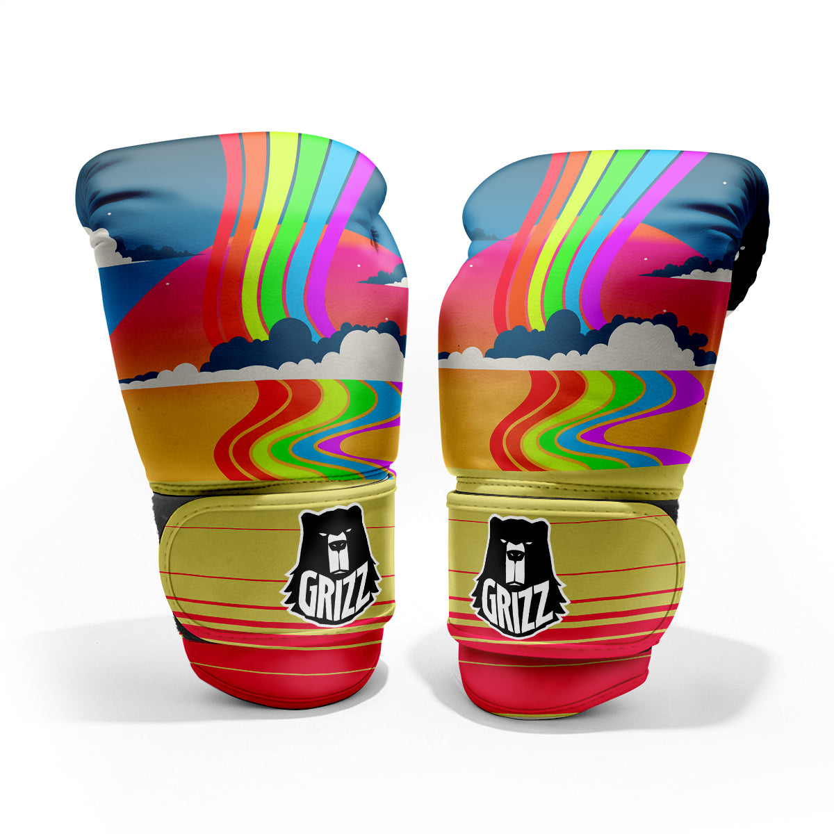 Psychedelic And Gradient Sky Rainbow Print Pro Boxing Glove