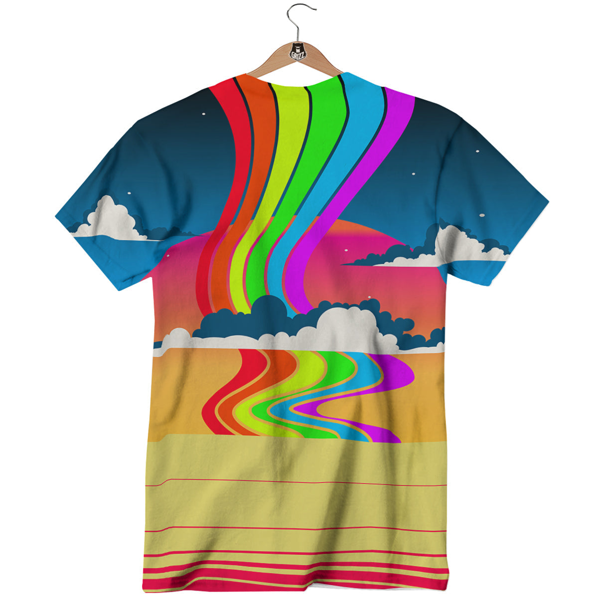 Psychedelic And Gradient Sky Rainbow Print T-Shirt-grizzshop