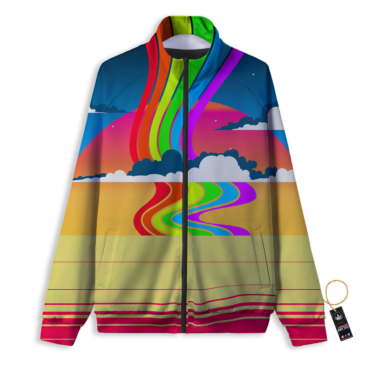 Psychedelic And Gradient Sky Rainbow Print Track Jacket-grizzshop