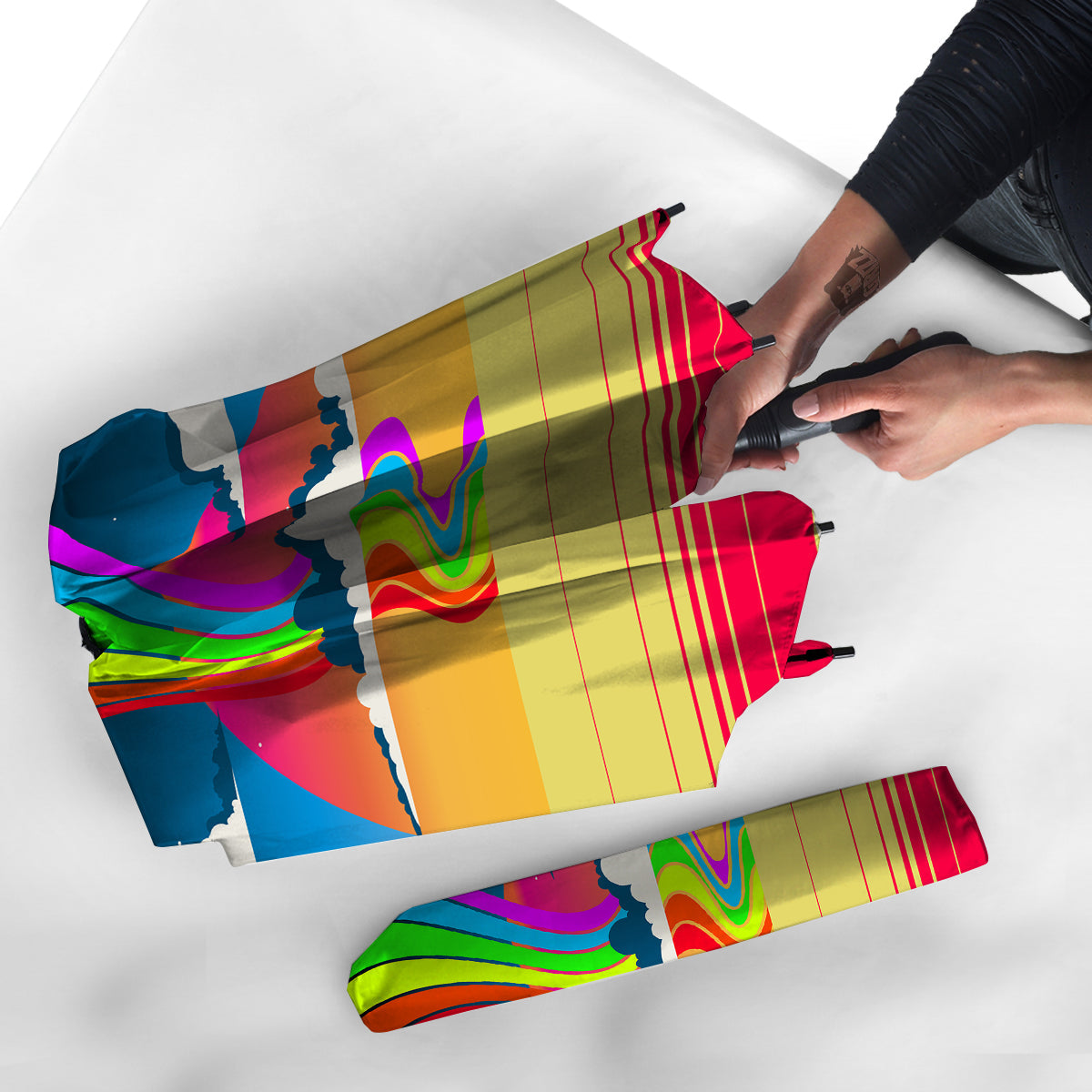 Psychedelic And Gradient Sky Rainbow Print Umbrella-grizzshop