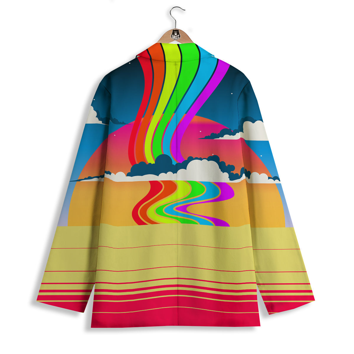 Psychedelic And Gradient Sky Rainbow Print Women's Blazer-grizzshop