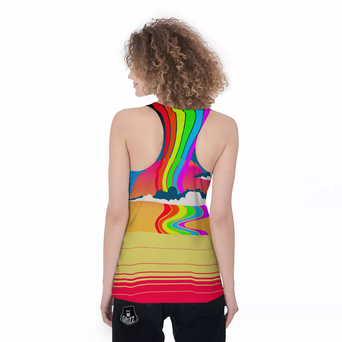 Psychedelic And Gradient Sky Rainbow Print Women's Racerback Tank Top-grizzshop