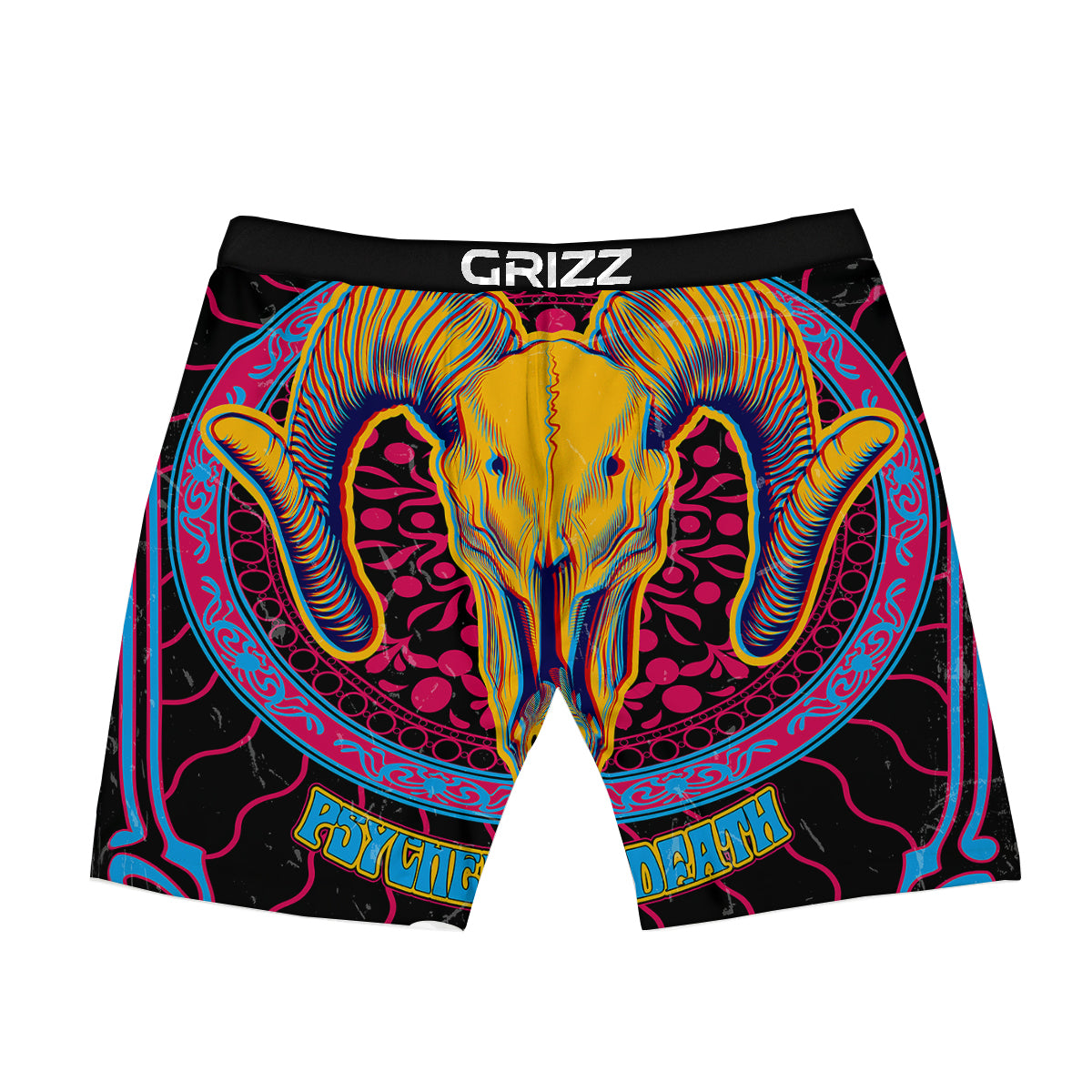 Psychedelic And Ram Skull Print Boxer Briefs-grizzshop