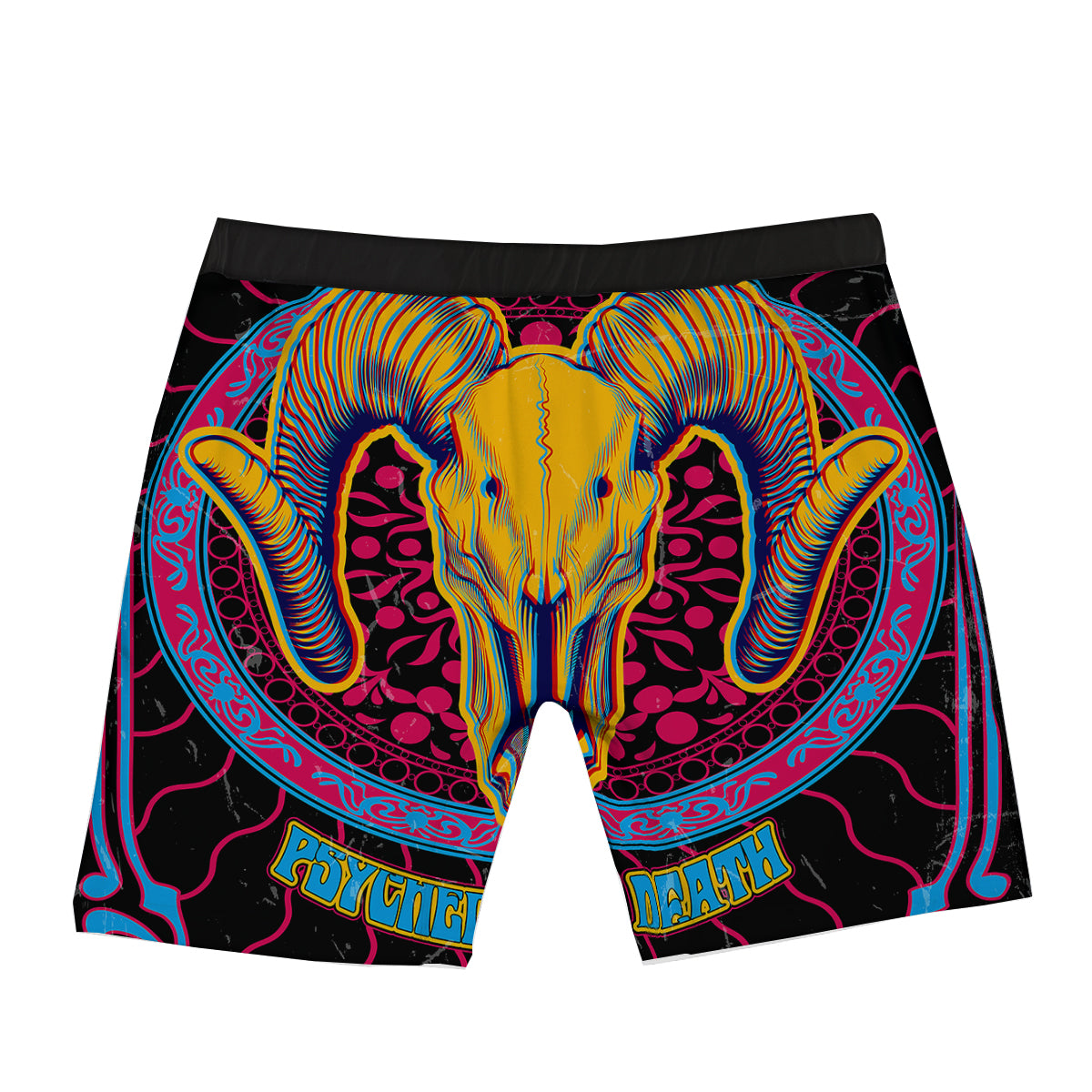 Psychedelic And Ram Skull Print Boxer Briefs-grizzshop