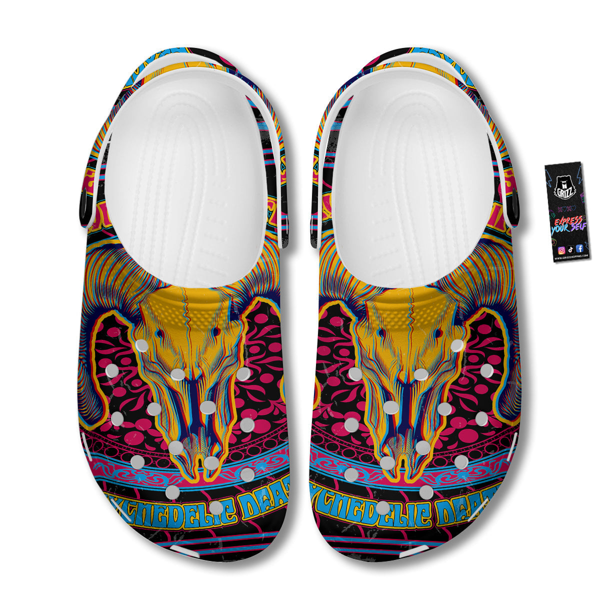 Psychedelic And Ram Skull Print Clog-grizzshop