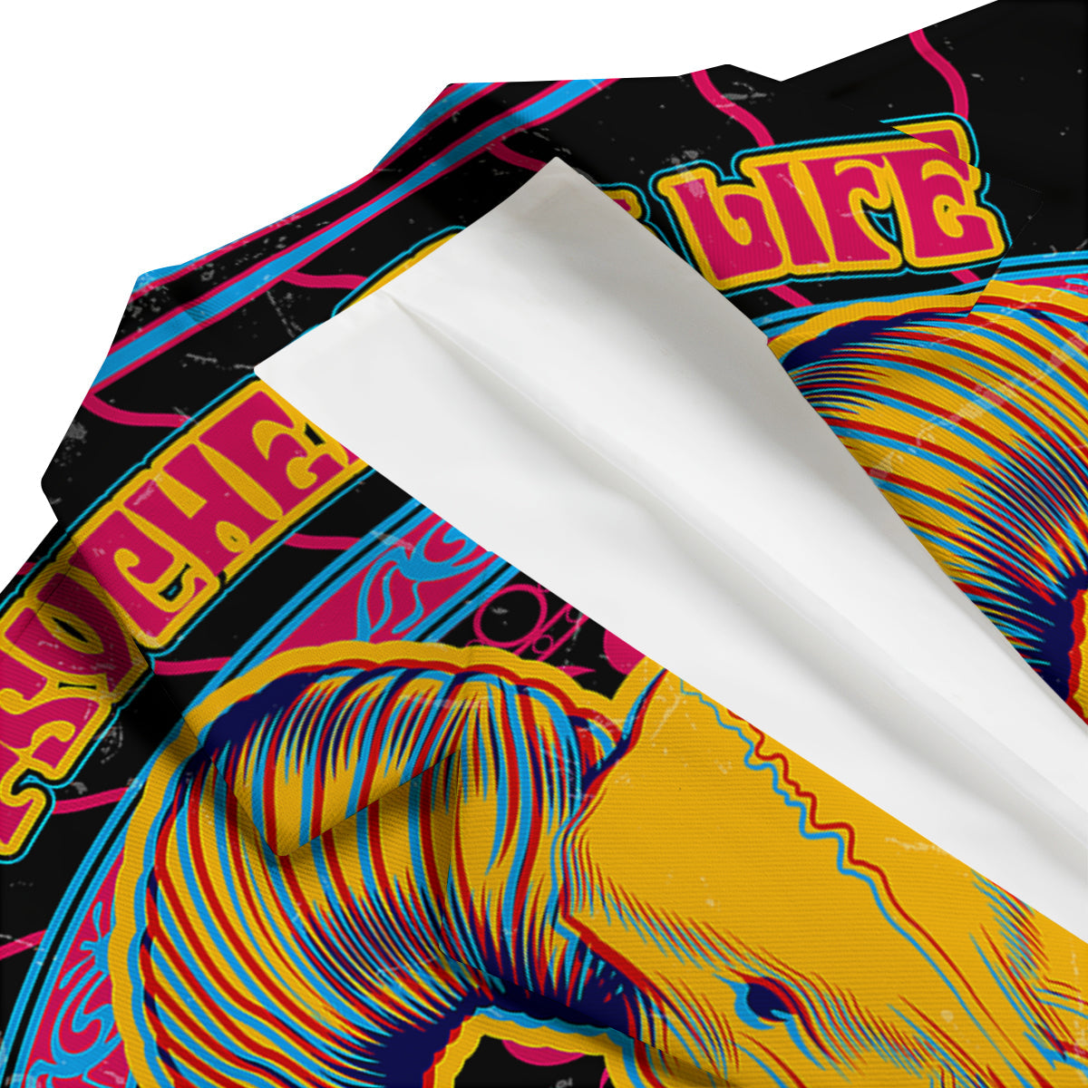 Psychedelic And Ram Skull Print Men's Blazer-grizzshop