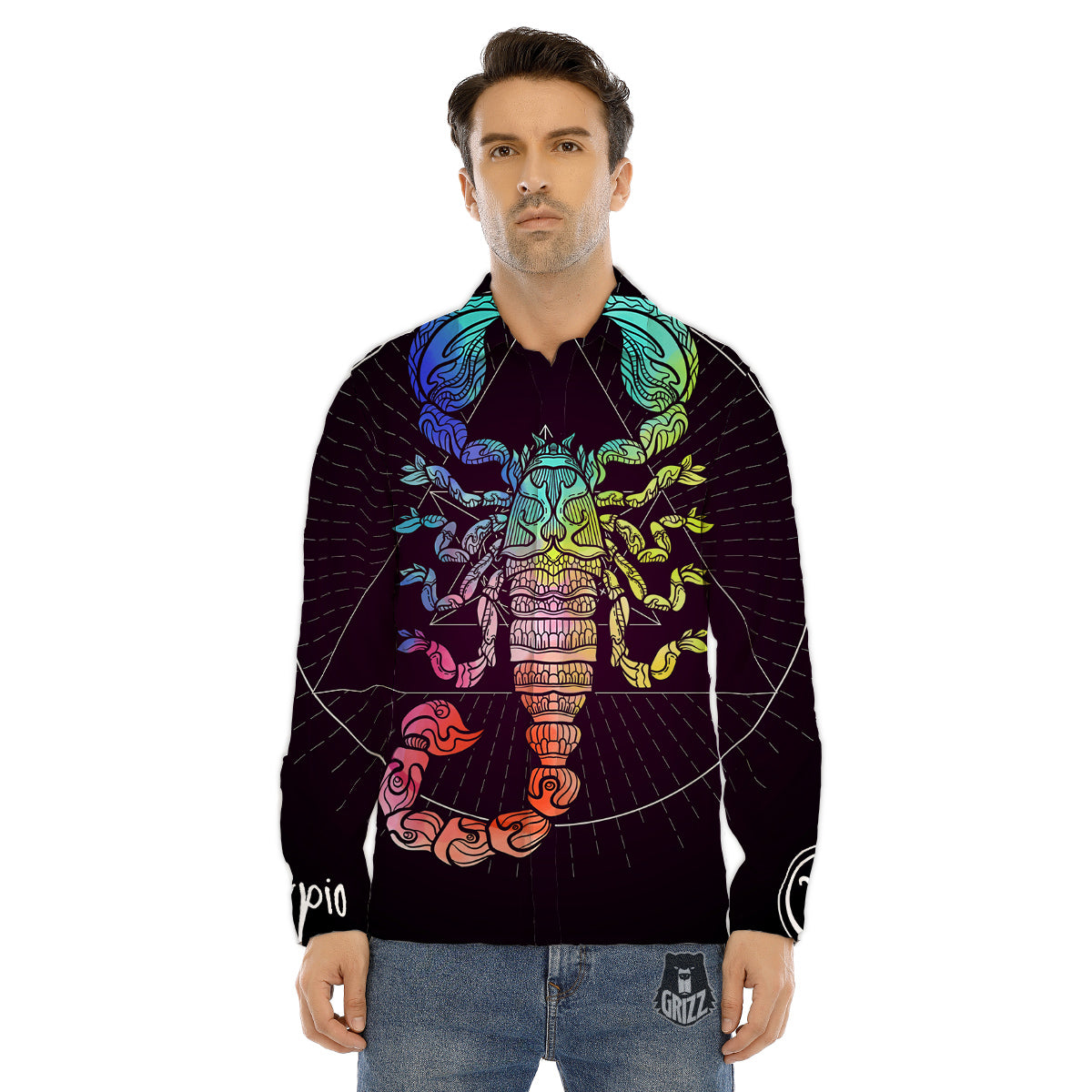Psychedelic And Ram Skull Print Men's Dress Shirts-grizzshop