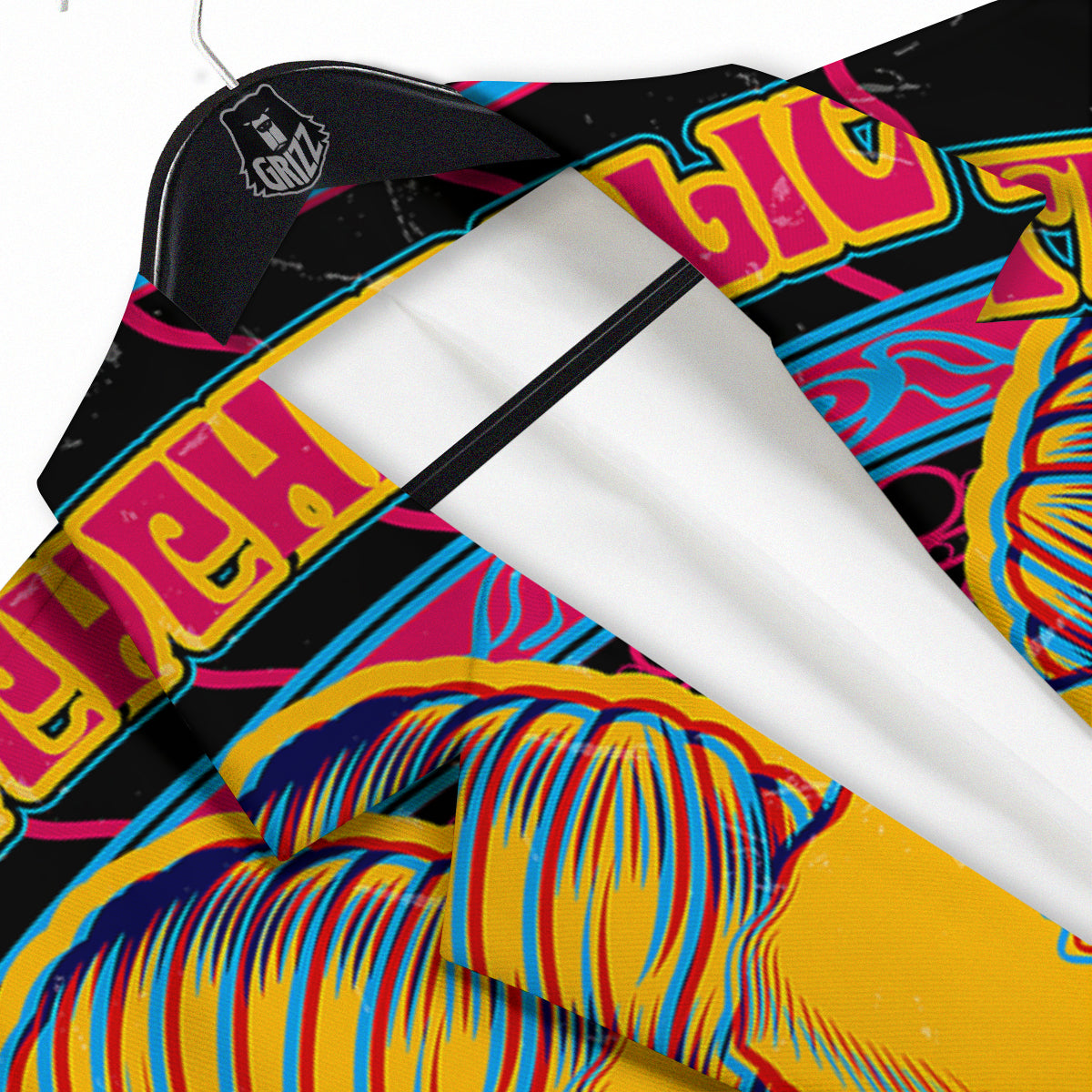 Psychedelic And Ram Skull Print Men's Sport Coat-grizzshop