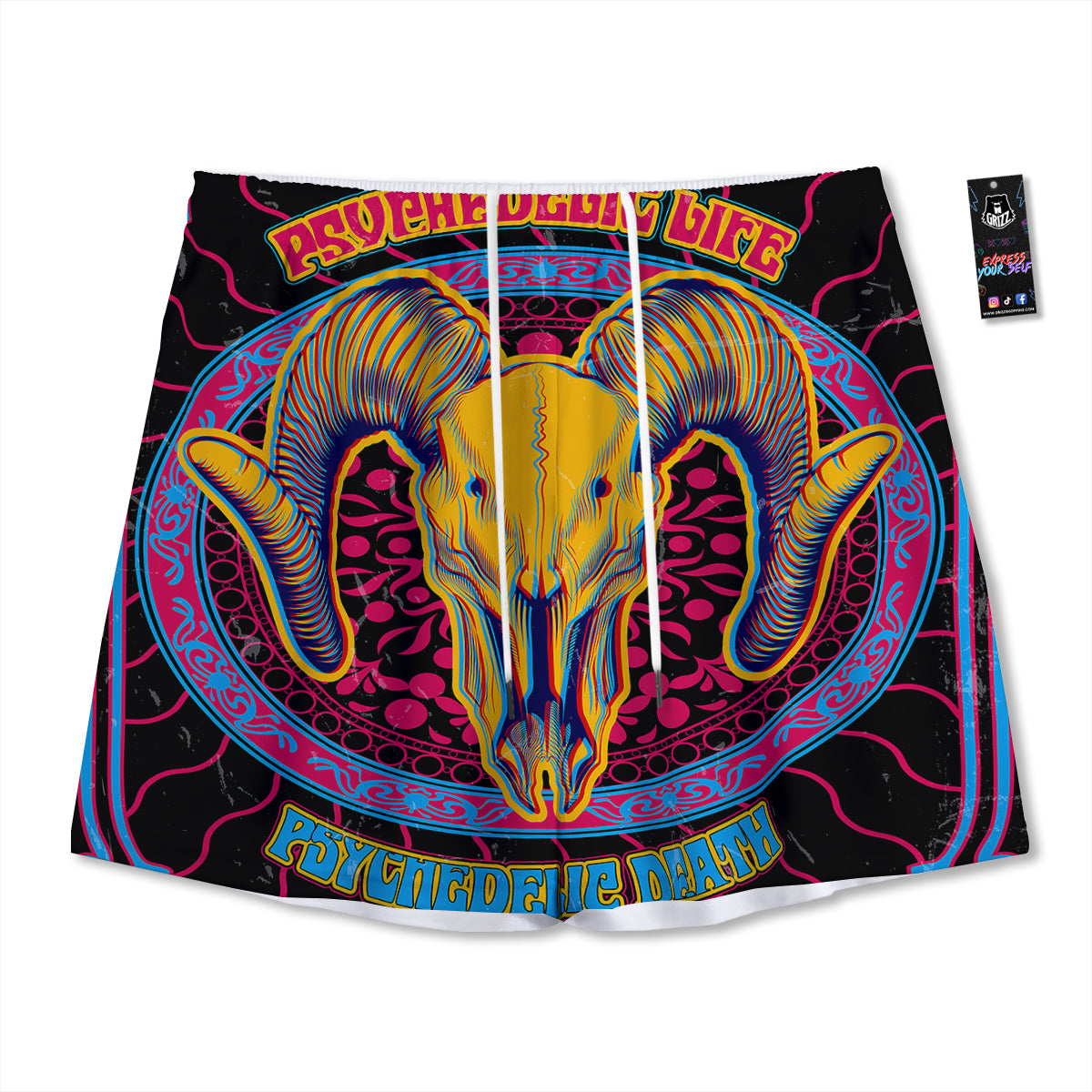 Python Snake Green Reticulated Print Mesh Shorts