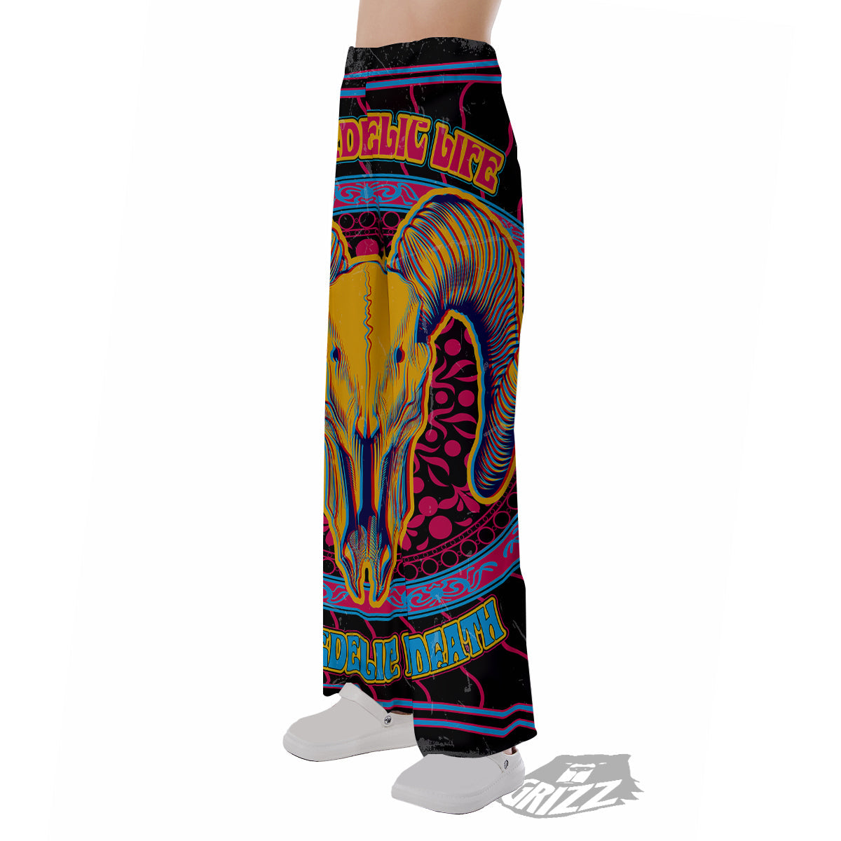 Psychedelic And Ram Skull Print Pajama Pants-grizzshop