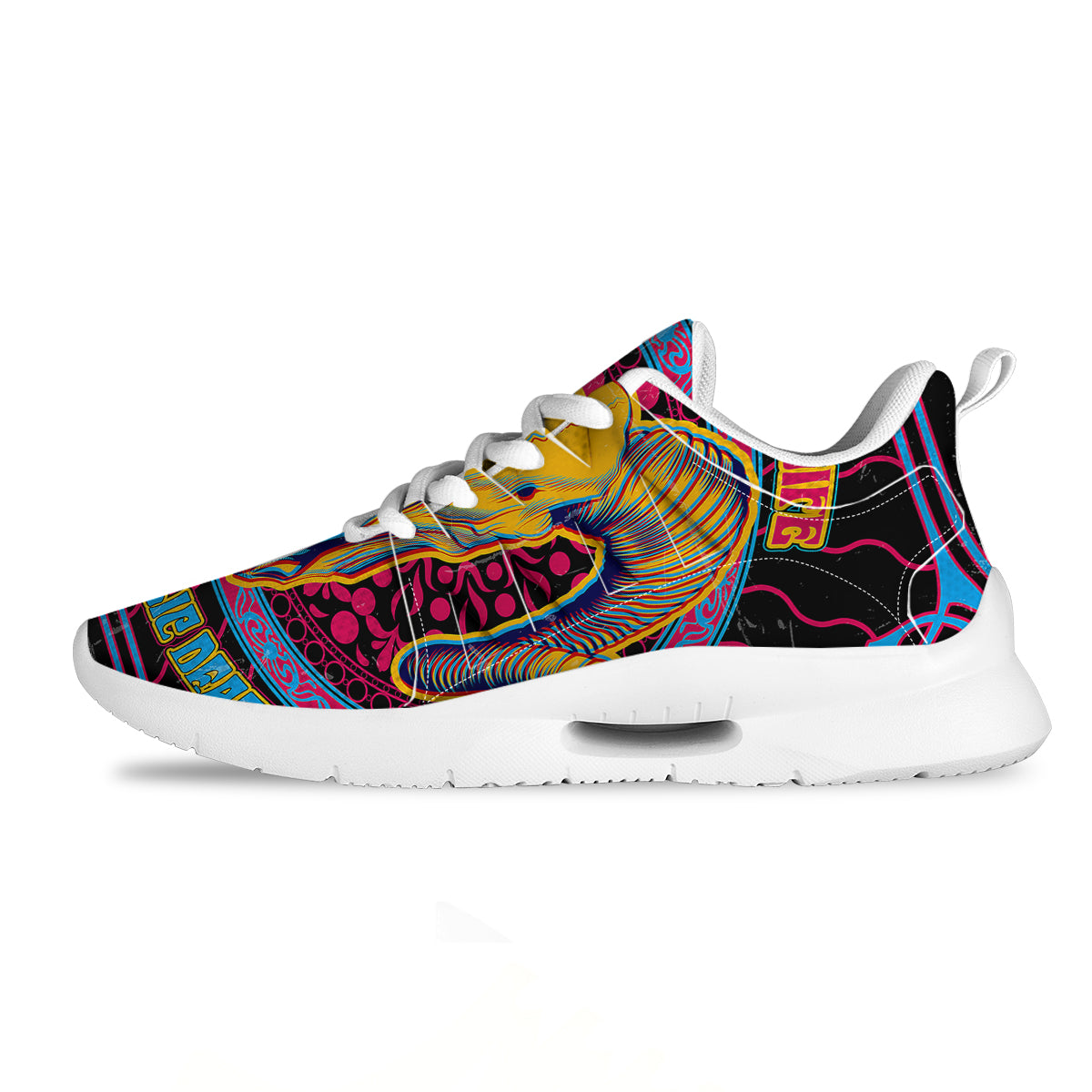 Psychedelic And Ram Skull Print Tennis Shoes-grizzshop