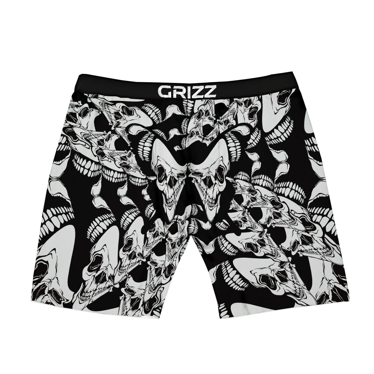 Psychedelic Black And White Skull Print Boxer Briefs-grizzshop