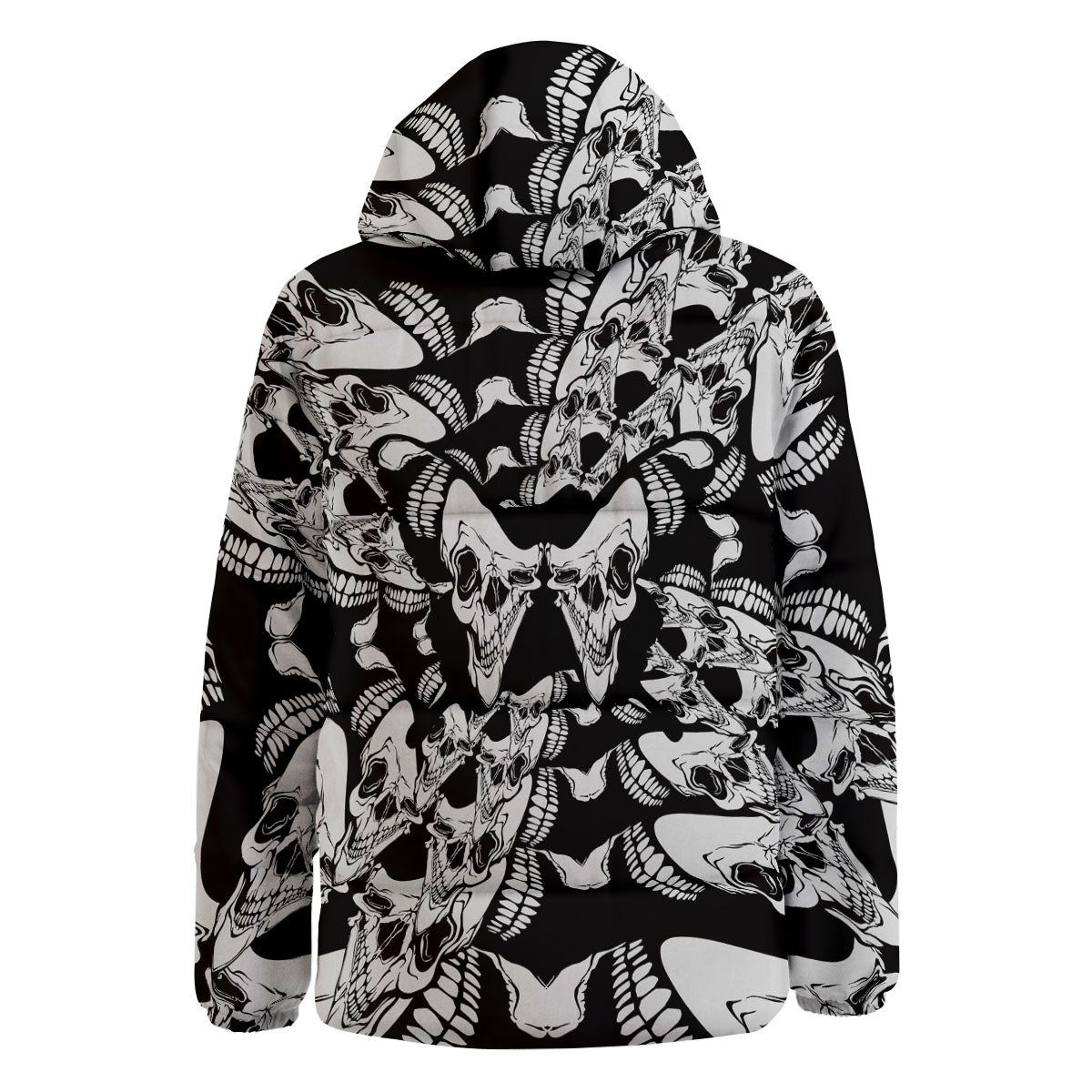 Psychedelic Black And White Skull Print Down Jacket-grizzshop