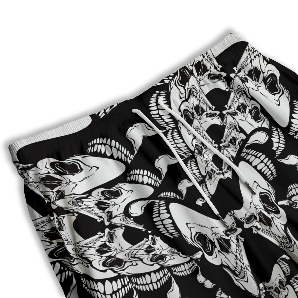 Psychedelic Black And White Skull Print Men's Athletic Shorts