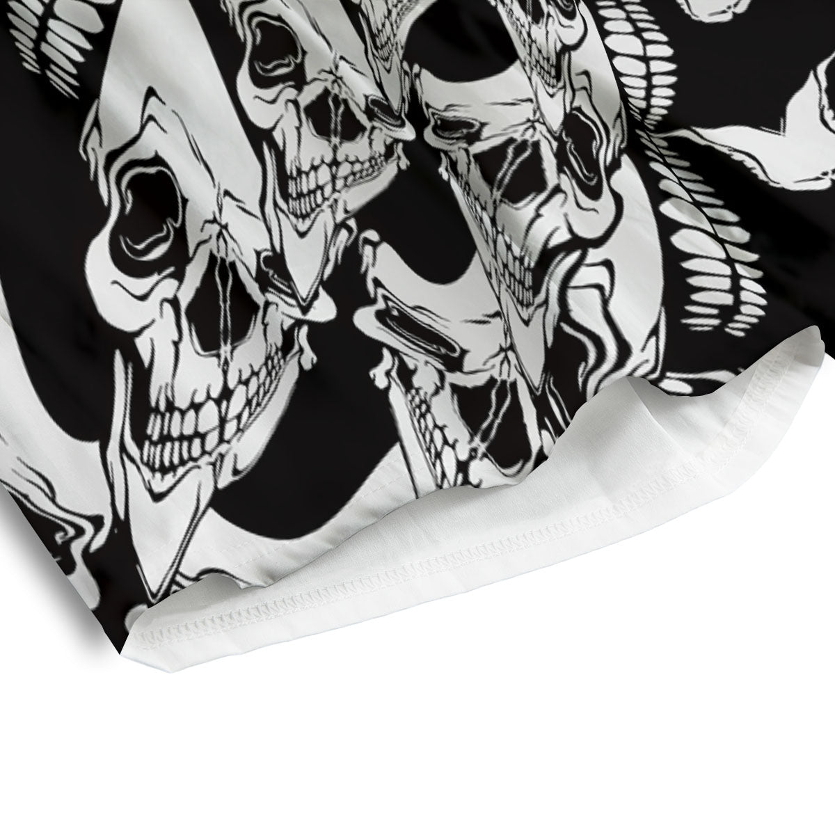 Psychedelic Black And White Skull Print Men's Athletic Shorts