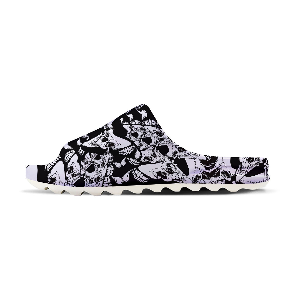 Psychedelic Black And White Skull Print Sandals-grizzshop