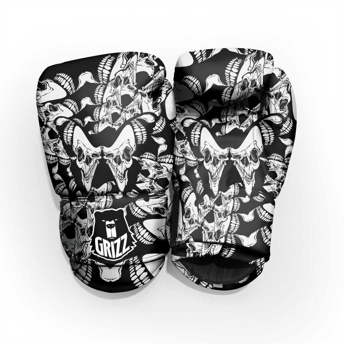 Psychedelic Black And White Skull Print Pro Boxing Glove