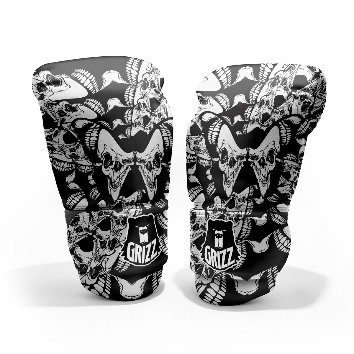Psychedelic Black And White Skull Print Pro Boxing Glove