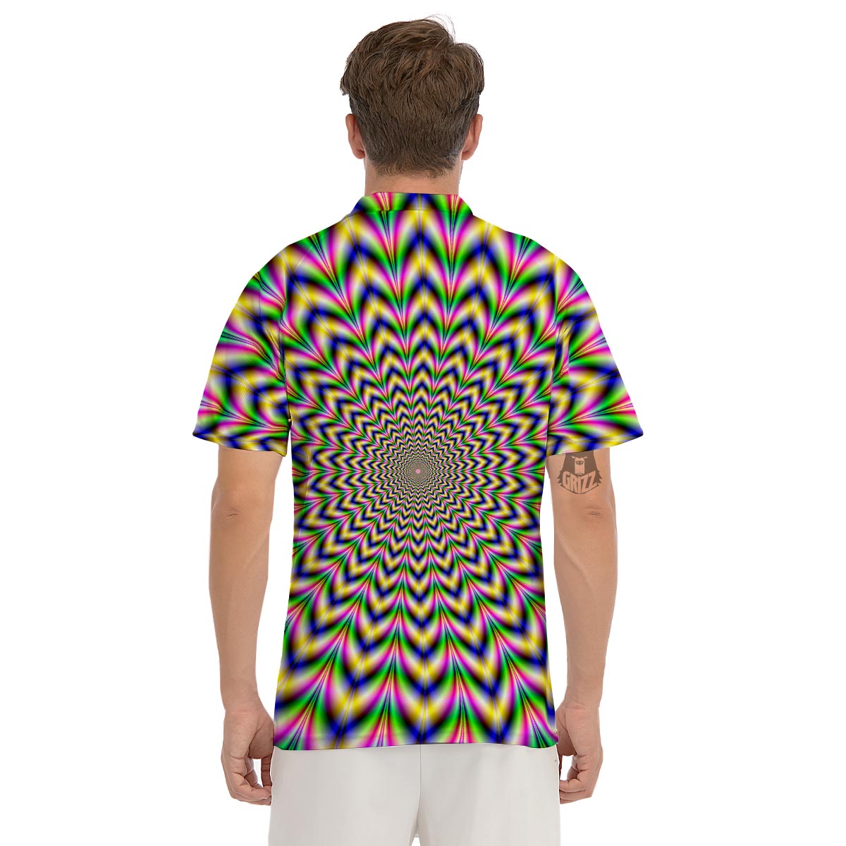 Psychedelic Blue Optical illusion Men's Golf Shirts-grizzshop