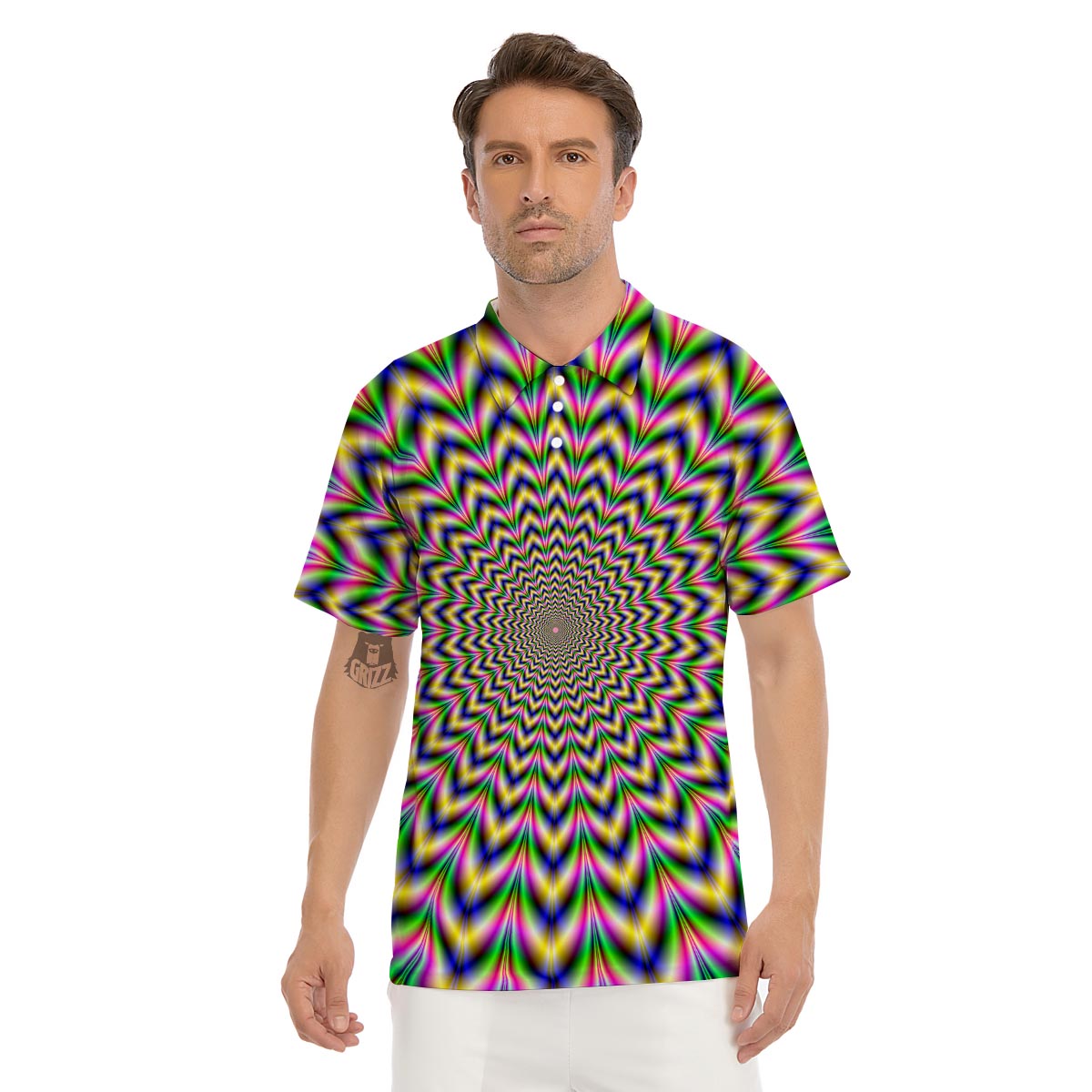 Psychedelic Blue Optical illusion Men's Golf Shirts-grizzshop