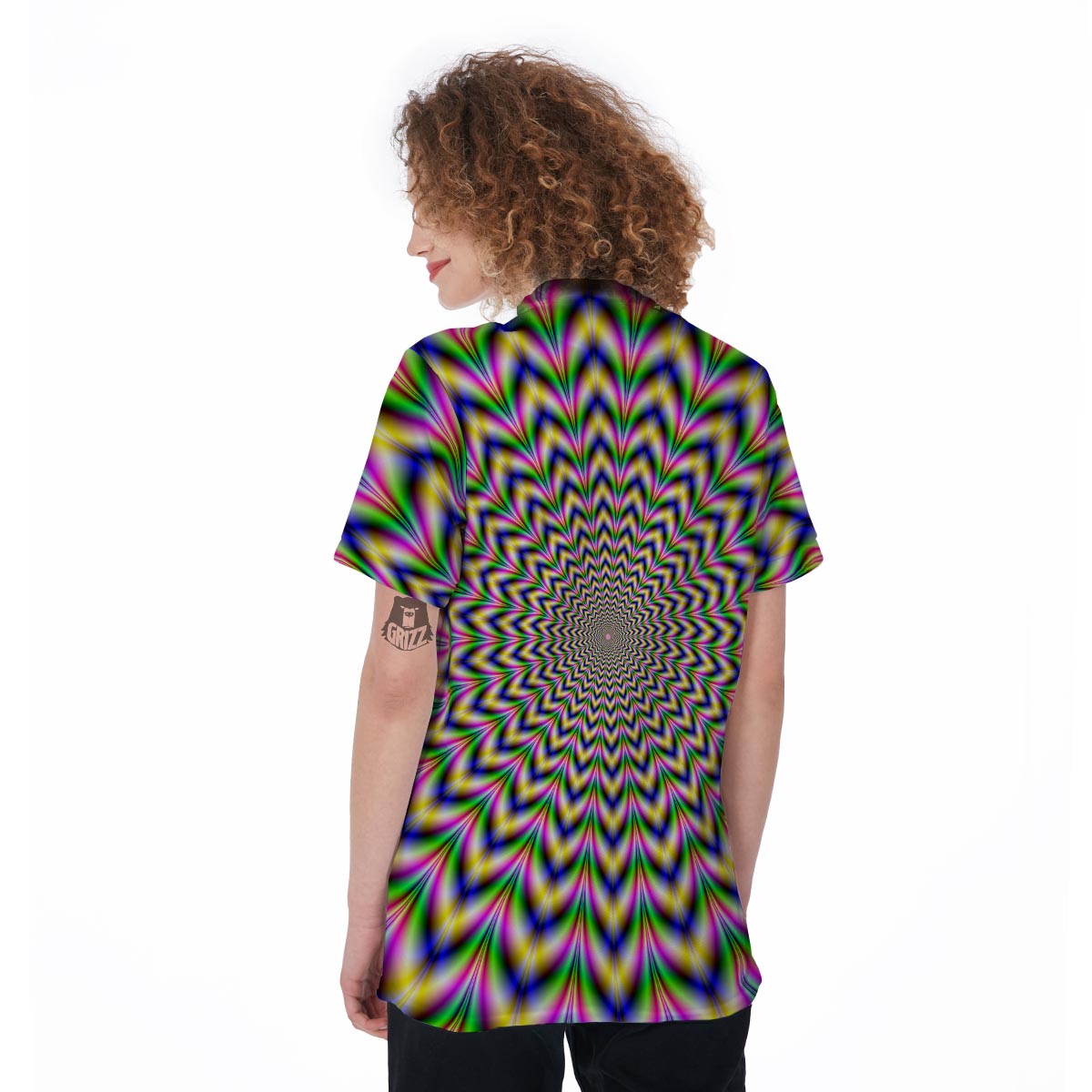 Psychedelic Blue Optical illusion Women's Golf Shirts-grizzshop