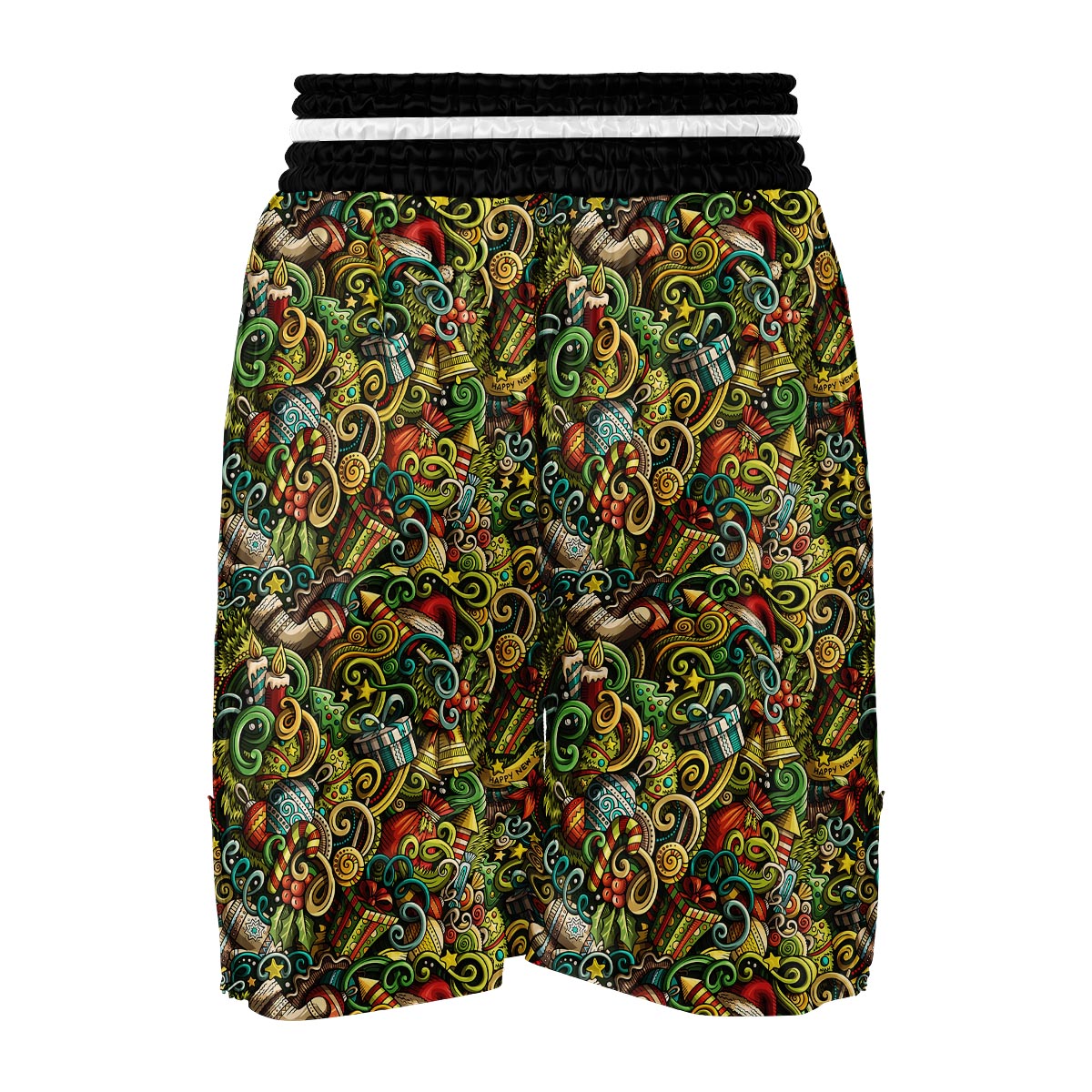 Psychedelic Christmas Pattern Print Boxing Shorts-grizzshop