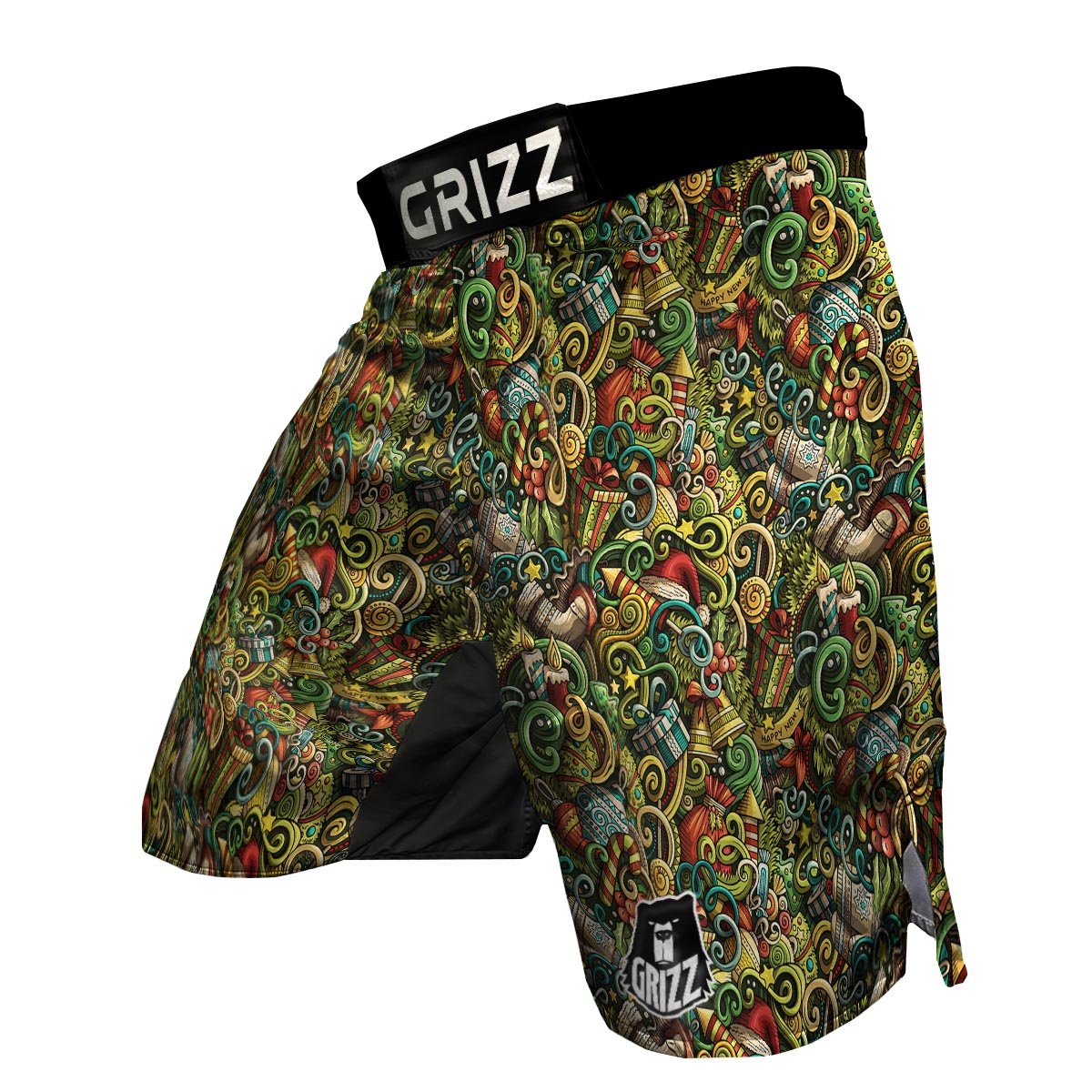 Psychedelic Christmas Pattern Print MMA Shorts-grizzshop
