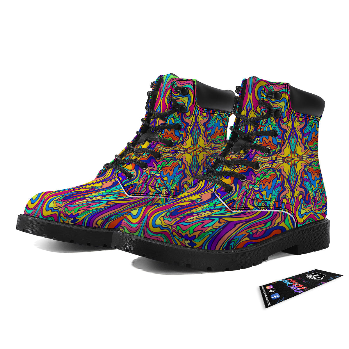Psychedelic Colorful Fractal Mirror Print Boots-grizzshop