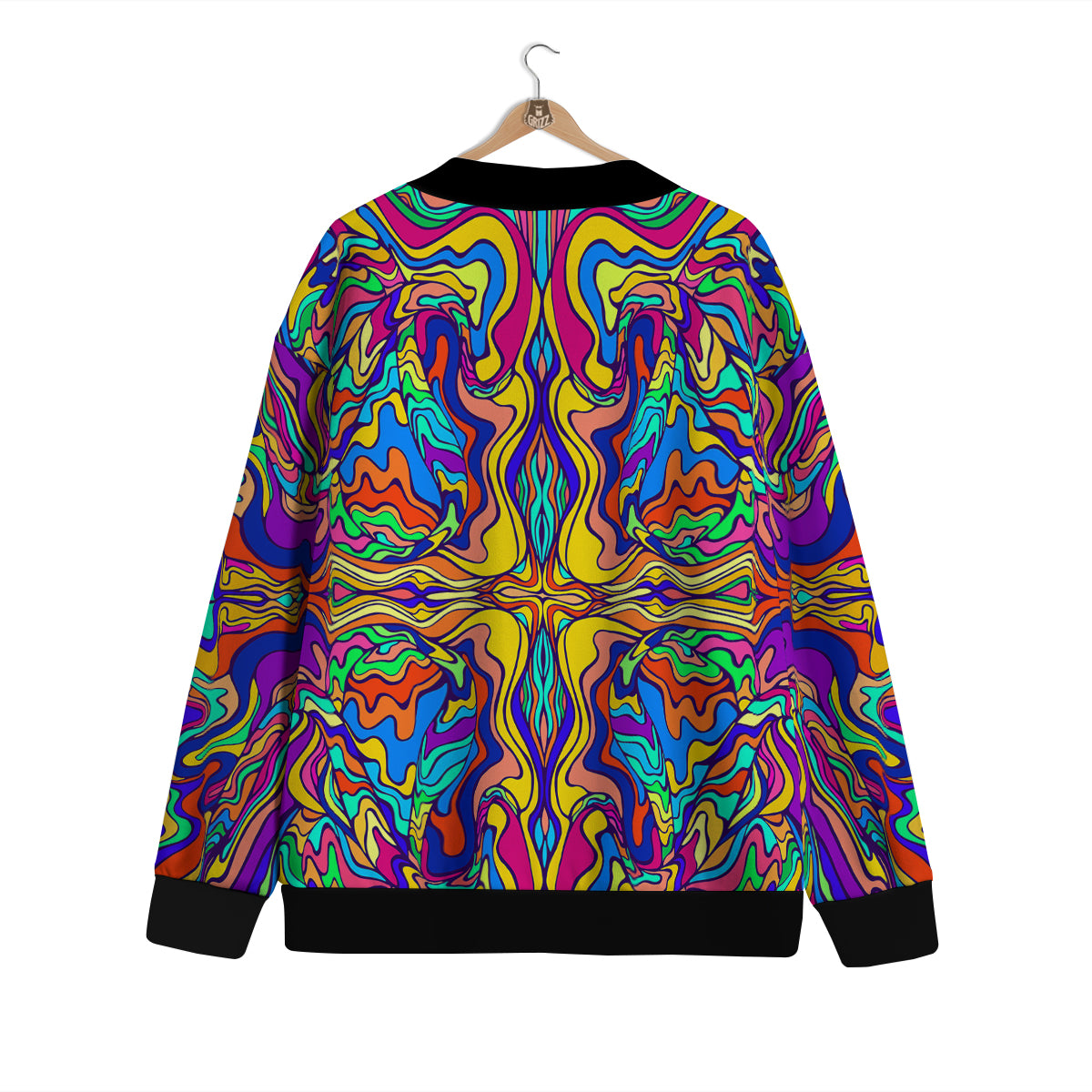 Psychedelic Colorful Fractal Mirror Print Cardigan-grizzshop