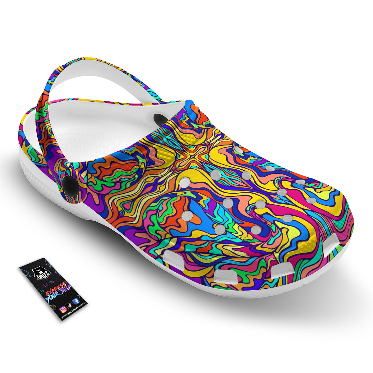 Psychedelic Colorful Fractal Mirror Print Clog-grizzshop