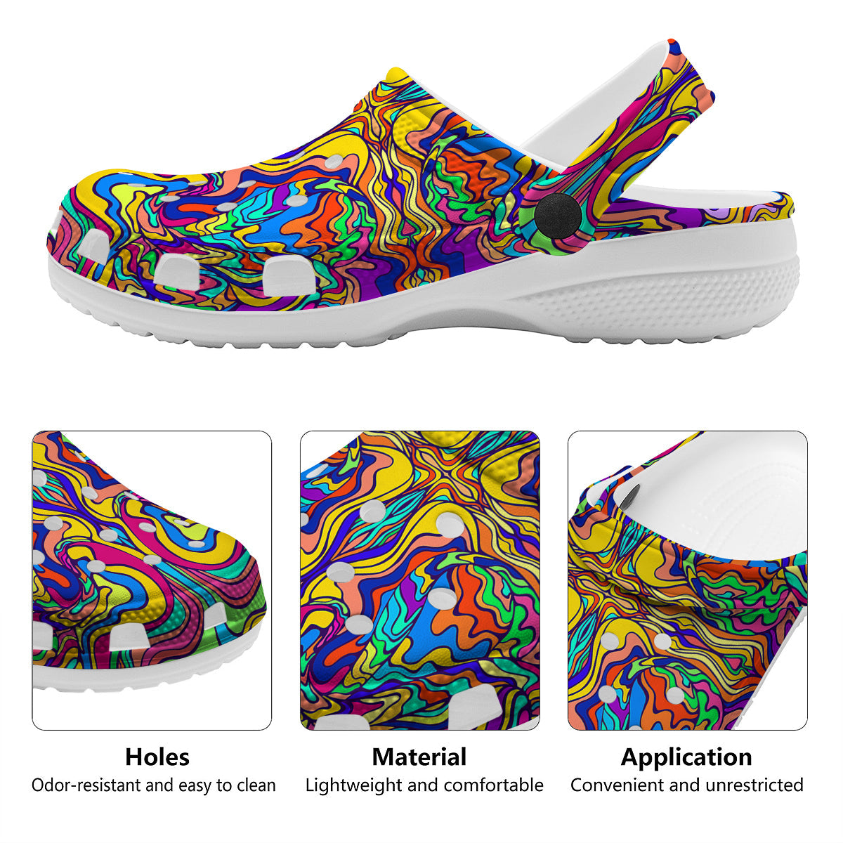 Psychedelic Colorful Fractal Mirror Print Clog-grizzshop