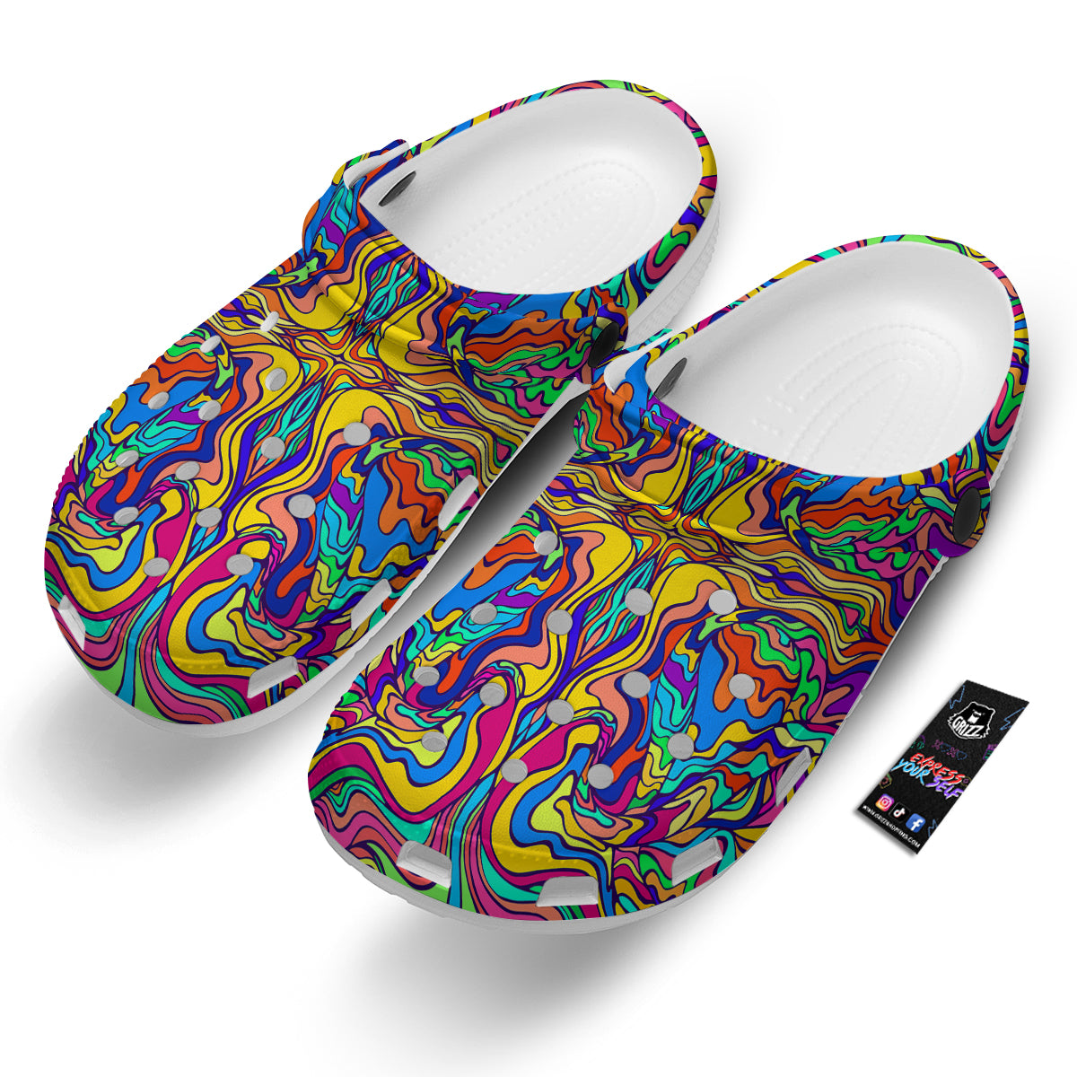 Psychedelic Colorful Fractal Mirror Print Clog-grizzshop