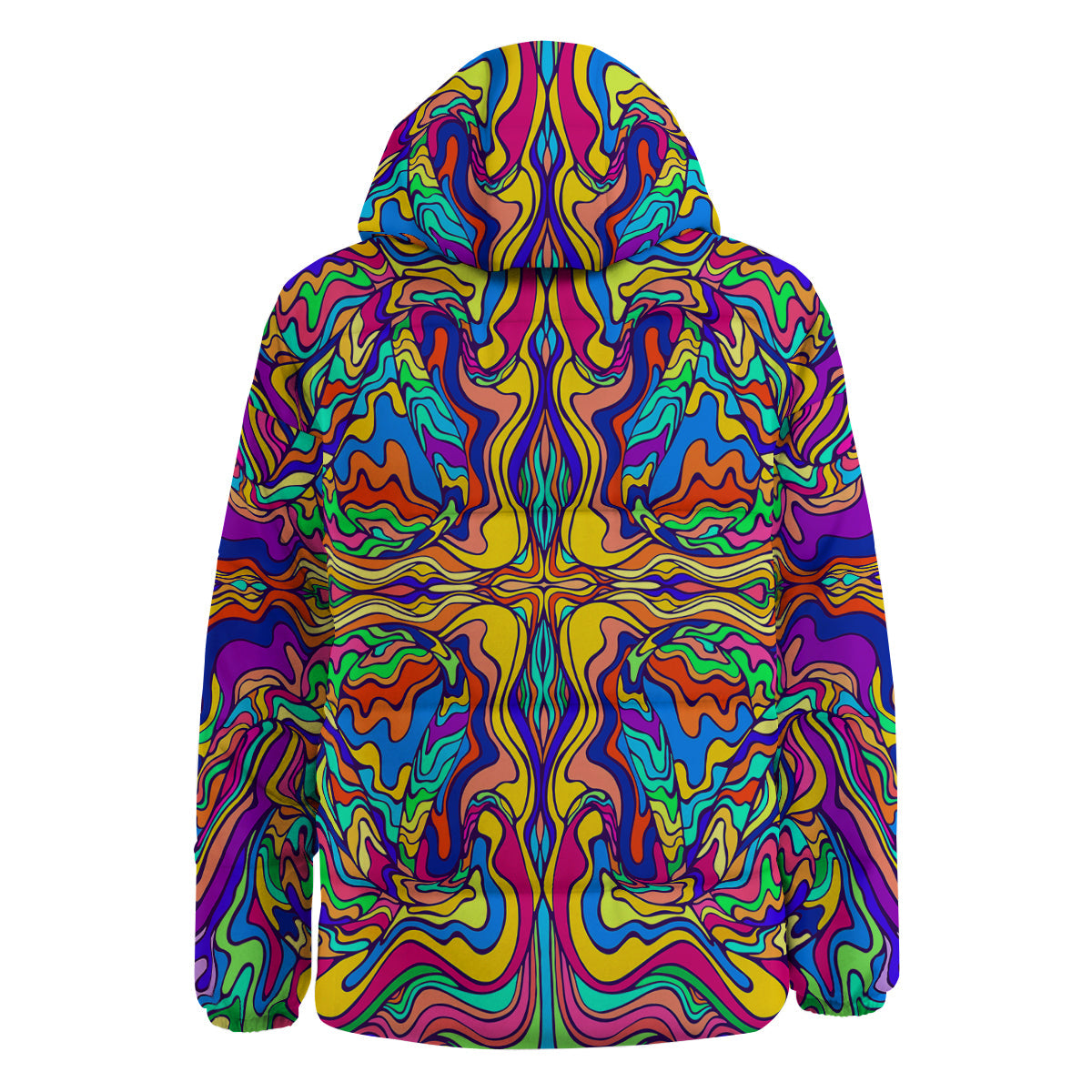 Psychedelic Colorful Fractal Mirror Print Down Jacket-grizzshop