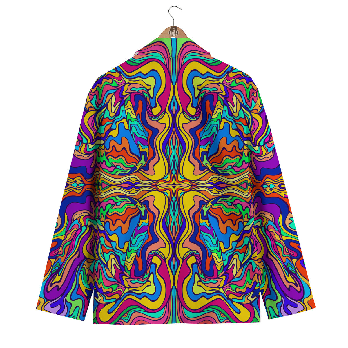 Psychedelic Colorful Fractal Mirror Print Men's Blazer-grizzshop