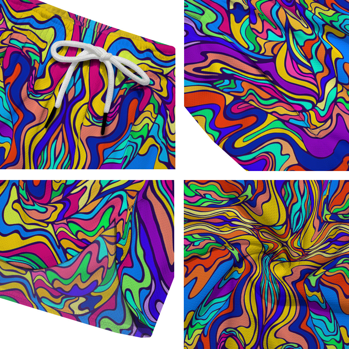 Psychedelic Colorful Fractal Mirror Print Men's Running Shorts-grizzshop