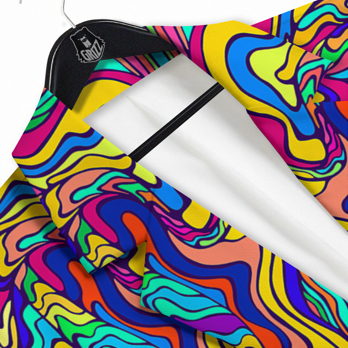 Psychedelic Colorful Fractal Mirror Print Men's Sport Coat-grizzshop