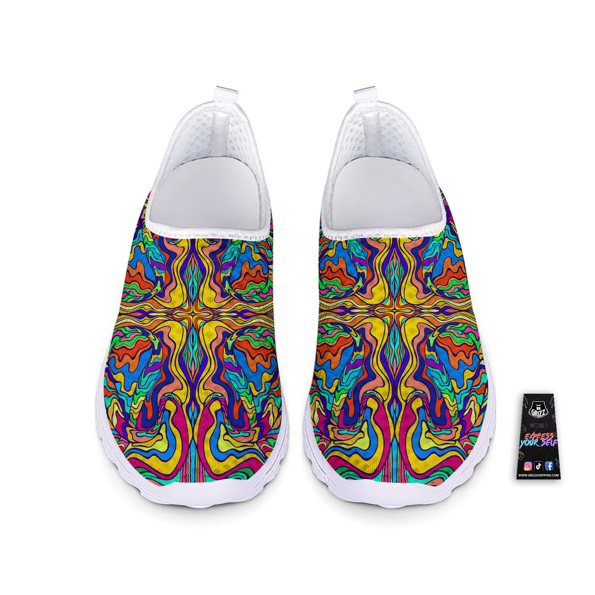 Psychedelic Colorful Fractal Mirror Print Nurse Shoes-grizzshop